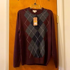 Dockers Men’s  Burgundy Argyle Sweater